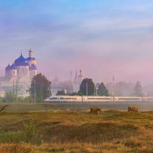 железнодорожный фотограф сергей крылов боголюбово владимирская область сапсан эвс1 эвс2 электропоезд скоростной монастырь лето утро туман
