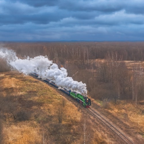 железнодорожный фотограф сергей крылов переславль-залесский осень паровоз п36 генерал рускеальский экспресс поезд дым пар ржд