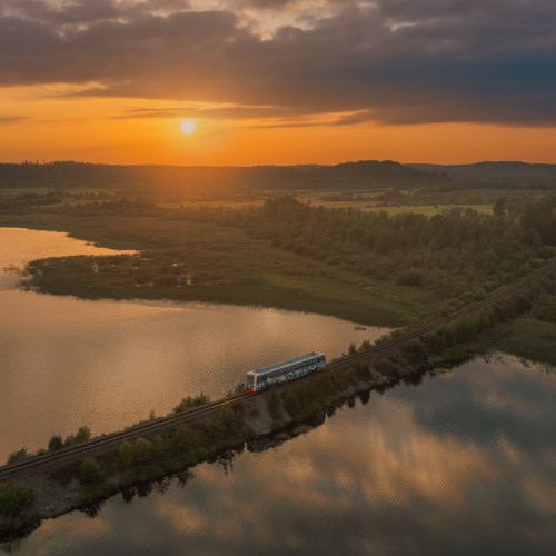 железнодорожный фотограф сергей крылов карелия ржд закат озеро сортавала хелюля рельсовый автобус ра1  Воттоваара экспресс тмх трансмашхолдинг
